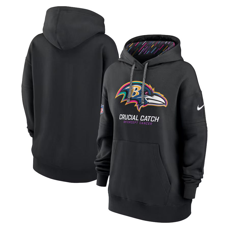 Women Baltimore Ravens Black 2024 Nike NFL hoodie 3->women nfl jersey->Women Jersey